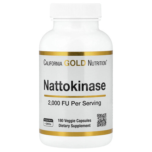 California Gold Nutrition ナットウキナーゼ プロテアーゼ酵素 2,000 FU ベジカプセル180粒