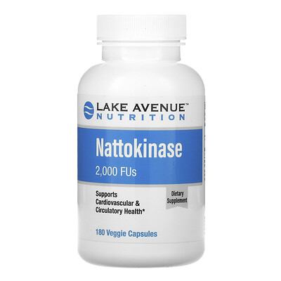 Lake Avenue Nutrition наттокиназа, протеолитический фермент, 2000 FU, 180 растительных капсул
