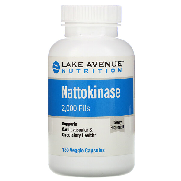 Lake Avenue Nutrition, Наттокиназа, протеолитический фермент, 2000 FU, 180 растительных капсул