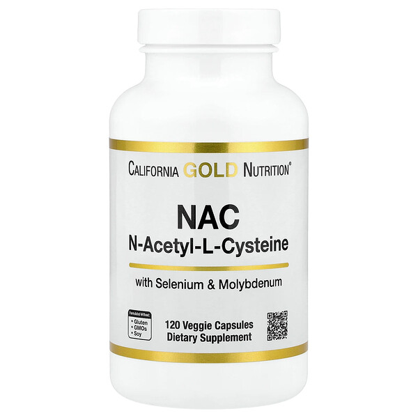 California Gold Nutrition N-Acetyl-L-Cysteine with Selenium & Molybdenum, 120 Veggie Capsules