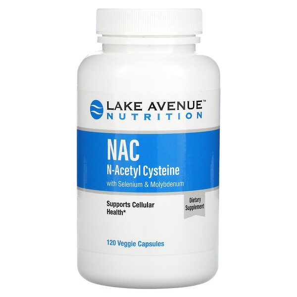 Lake Avenue Nutrition, NAC, N-ацетилцистеин с селеном и молибденом, 600 мг, 120 растительных капсул