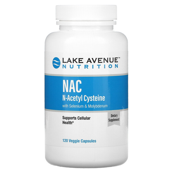 Lake Avenue Nutrition, NAC, N-ацетилцистеїн із селеном і молібденом, 600 мг, 120 вегетаріанських капсул