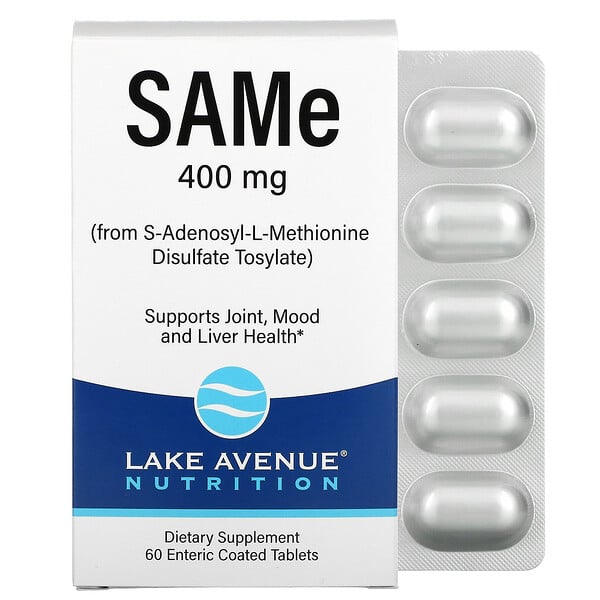 Lake Avenue Nutrition, SAMe (S-аденозилметионин), 400 мг, 60 таблеток