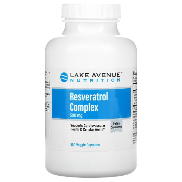 Lake Avenue Nutrition, комплекс с ресвератролом, 500 мг, 250 вегетарианских капсул