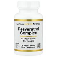 California Gold Nutrition, Complejo de resveratrol con extracto de semilla de uva, extracto de vino tinto y trans-resveratrol, 60 cápsulas vegetales