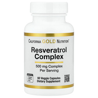 California Gold Nutrition, Σύμπλεγμα ρεσβερατρόλης με εκχύλισμα σπόρων σταφυλιού, εκχύλισμα κόκκινου κρασιού και τρανς-ρεσβερατρόλη, 60 φυτικές κάψουλες