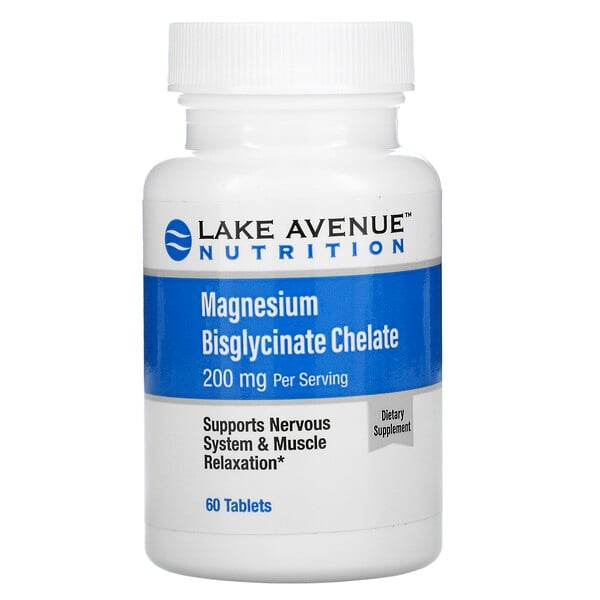 Lake Avenue Nutrition, Bisglycinate de magnésium avec Albion Minerals, 100 mg, 60 comprimés