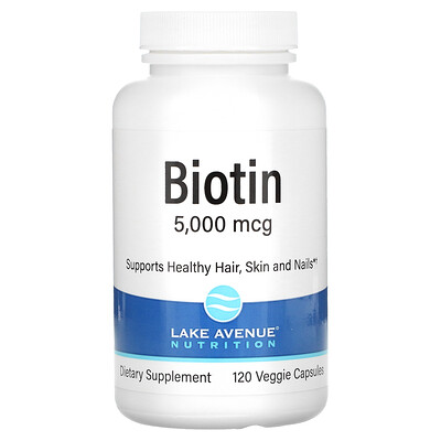 

Lake Avenue Nutrition, Biotin, 5,000 mcg, 120 Veggie Capsules