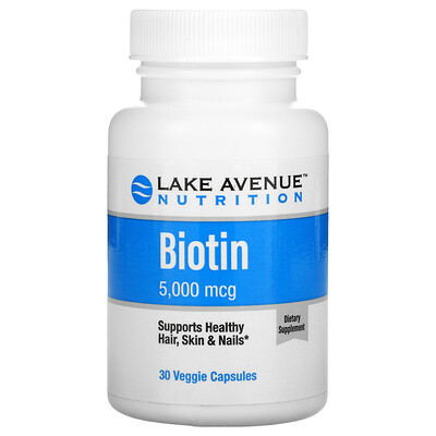 

Lake Avenue Nutrition биотин, 5000 мкг, 30 растительных капсул
