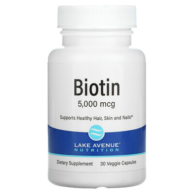 

Lake Avenue Nutrition Biotin 5 000 mcg 30 Veggie Capsules