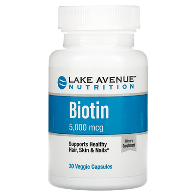 Lake Avenue Nutrition биотин, 5000 мкг, 30 растительных капсул