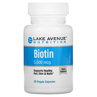Lake Avenue Nutrition, Biotine, 5000 µg, 30 capsules végétariennes