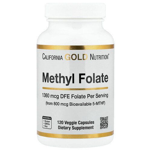 California Gold Nutrition Methyl Folate and Vitamin C, 120 Veggie Capsules