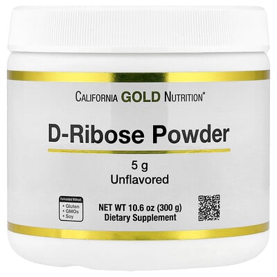 California Gold Nutrition, D-ribosa en polvo, Sin sabor, 300 g (10,6 oz)