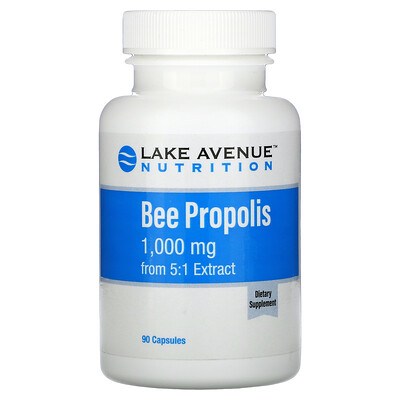 Lake Avenue Nutrition пчелиный прополис, экстракт 5:1, эквивалент 1000 мг, 90 растительных капсул