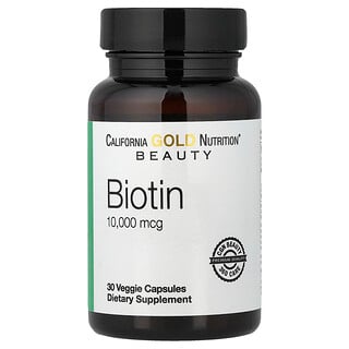 California Gold Nutrition, Biotina, 10.000 mcg, 30 cápsulas vegetales