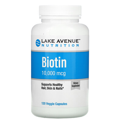 Lake Avenue Nutrition биотин, 10 000 мкг, 120 растительных капсул