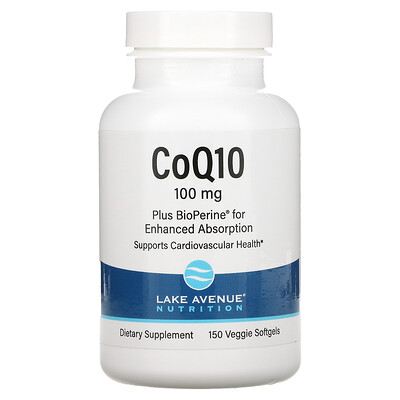 

Lake Avenue Nutrition CoQ10 with Bioperine 100 mg 150 Veggie Softgels