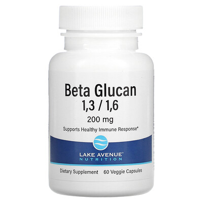 

Lake Avenue Nutrition, Beta Glucan 1-3, 1-6, 200 mg, 60 Veggie Capsules