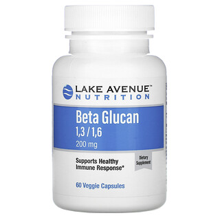 Lake Avenue Nutrition, Betaglucano 1-3, 1-6, 200 mg, 60 Cápsulas Vegetais