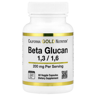 California Gold Nutrition, Beta Glucan 1-3, 1-6, 200 mg, 60 capsule vegetale