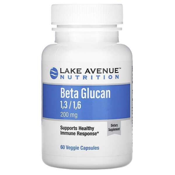 бета-глюкан 1–3, 1–6, 200 мг, 60 растительных капсул