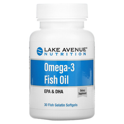 

Lake Avenue Nutrition омега-3 рыбий жир 30 капсул из рыбьего желатина