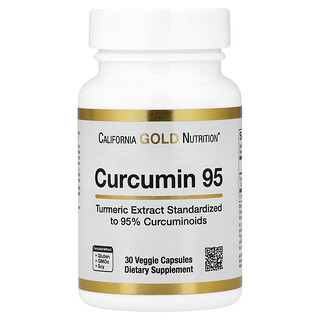 California Gold Nutrition, Curcumina 95, 30 Cápsulas Vegetais (500 mg por Cápsula)
