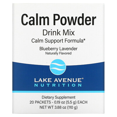 

Lake Avenue Nutrition Calm Powder Drink Mix Blueberry Lavender 20 Packets 0.19 oz (5.5 g) Each