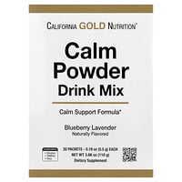 California Gold Nutrition, Beruhigende Trinkmischung in Pulverform mit Kalium + AminoCalm-Mischung, L-Tryptophan + L-Theanin, Heidelbeere & Lavendel, 20 Päckchen, je 5,5 g