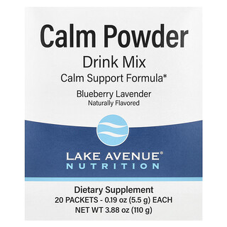 Lake Avenue Nutrition, 含鉀和 AminoCalm 混合物（L-色氨酸和 L-茶氨酸）的舒緩混合飲品粉，藍莓薰衣花草味，20 包，每包 0.19 盎司（5.5 克）