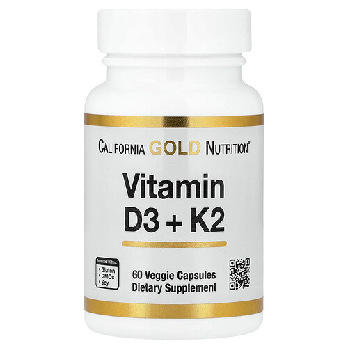 California Gold Nutrition ビタミンD3 + K2 ベジカプセル60粒