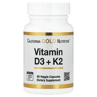 California Gold Nutrition, Vitamines D3 + K2, 60 capsules végétales