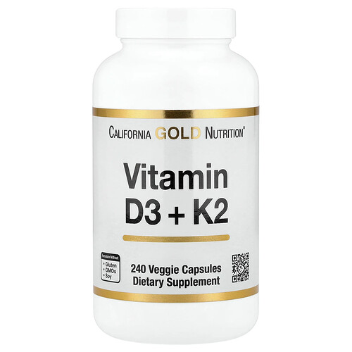 California Gold Nutrition ビタミンD3 + K2 ベジカプセル240粒