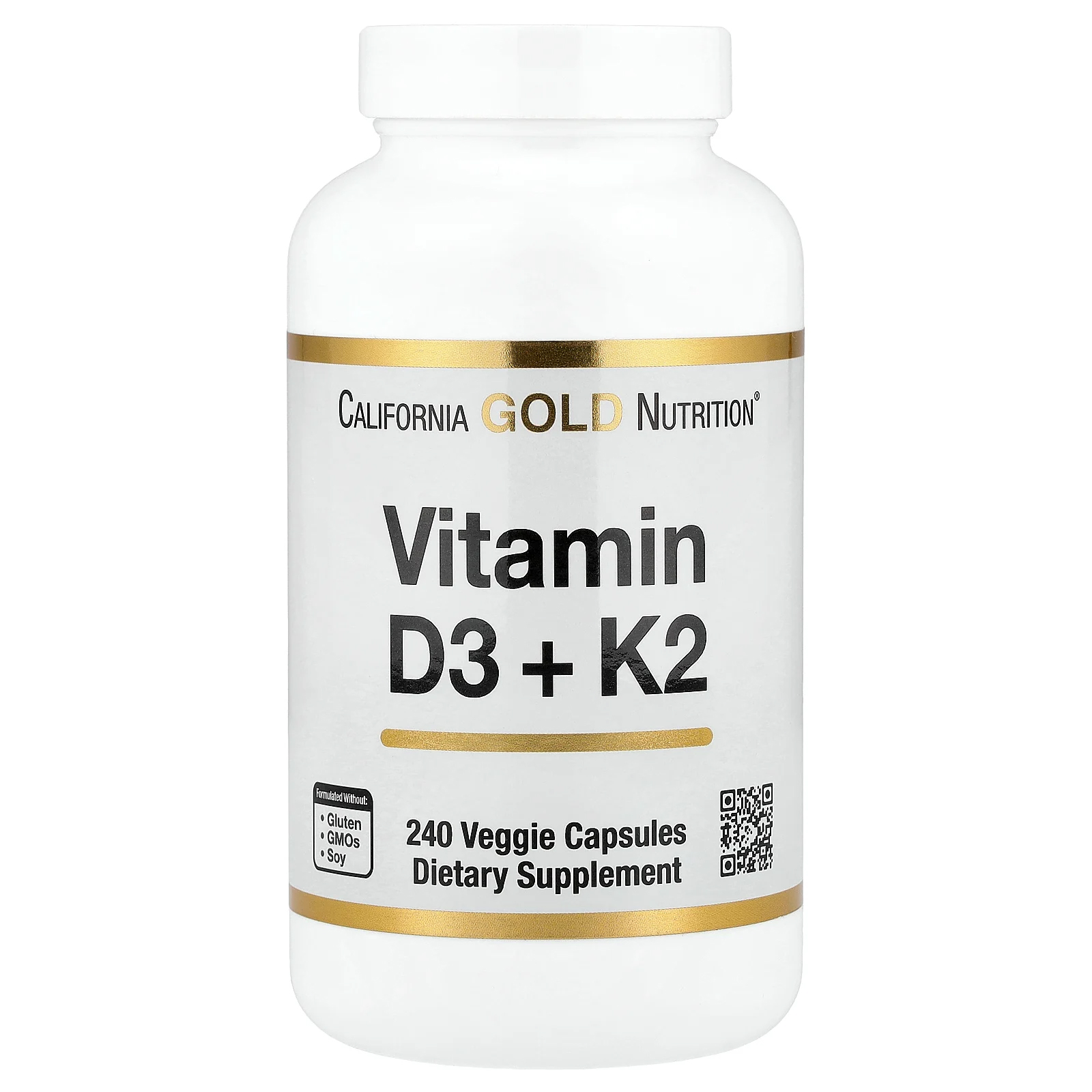 California Gold Nutrition (캘리포니아골드뉴트리션), 비타민D3 및 K2, 베지 캡슐 240정