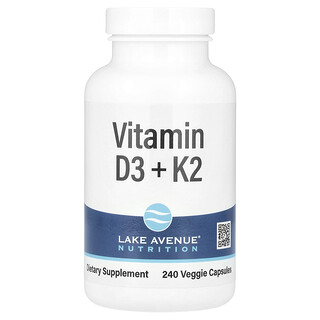 Lake Avenue Nutrition, Vitaminas D3 y K2, 240 cápsulas vegetales