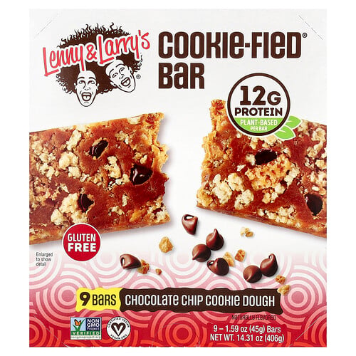 Lenny & Larry's, Cookie-Fied® Bar, Cookiedough mit Schokoladenstückchen, 9 Riegel, je 45 g (1,59 oz.).