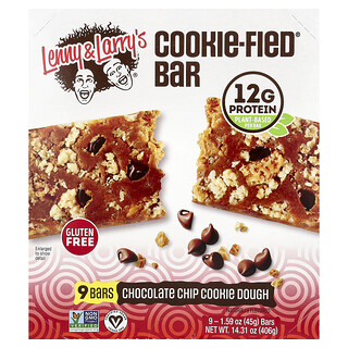 Lenny & Larry's, Barrita Cookie-Fied®, Masa de galleta con chips de chocolate, 9 barritas, 45 g (1,59 oz) cada una