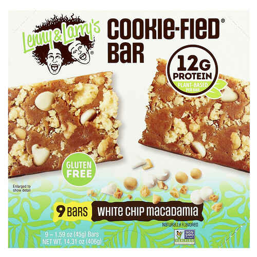 Lenny & Larry's, Cookie-Fied® Bar, White Chip Macadamia, Riegel mit weißen Chips, 9 Riegel, je 45 g (1,59 oz.).