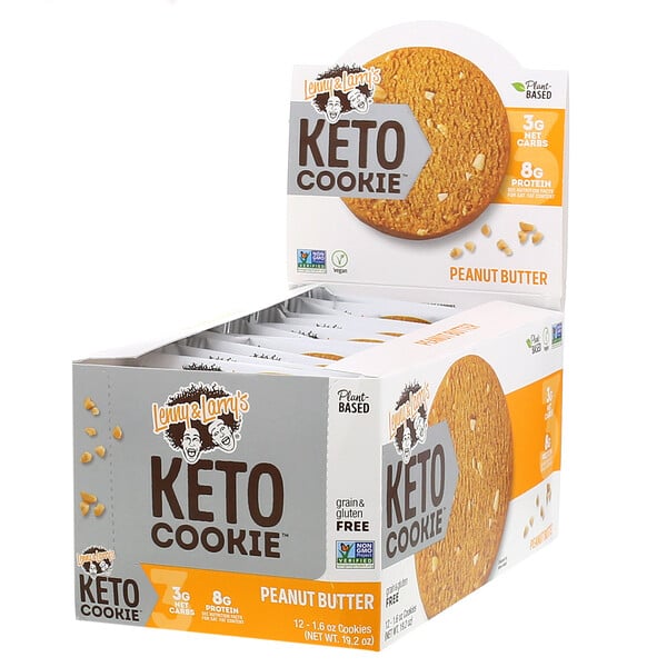 KETO COOKIE، بزبدة الفول السوداني، 12 قطعة بسكوت، 1.6 أونصة (45 جم) لكل قطعة