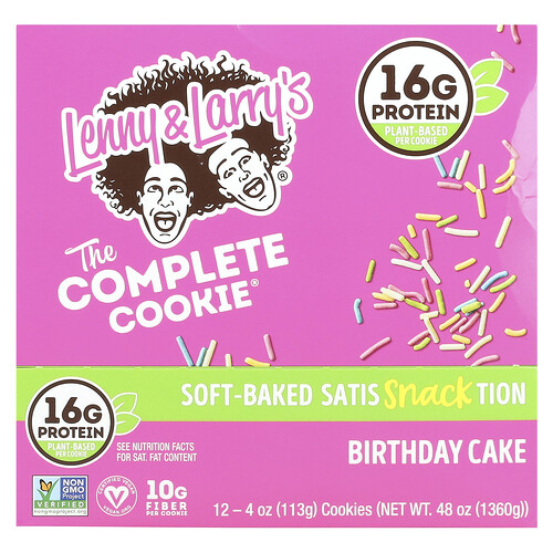 Lenny & Larry's The Complete Cookie®, Birthday Cake, 12 Cookies, 4 oz (113 g) Each