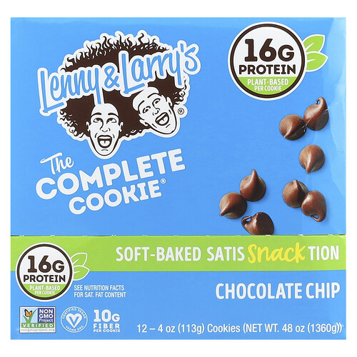Lenny & Larry's The Complete Cookie®, Chocolate Chip, 12 Cookies, 4 oz (113 g) Each