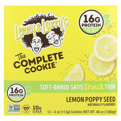 Lenny & Larry's, The Complete Cookie®, Limón y semillas de amapola, 12 galletas, 113 g (4 oz) cada una