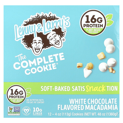 Lenny & Larry's The Complete Cookie®, White Chocolate Macadamia, 12 Cookies, 4 oz (113 g) Each