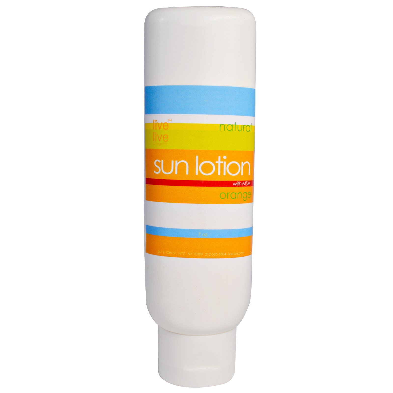 Live Live & Organic, Sun Lotion with MSM, Orange, 7 oz
