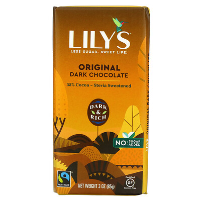 Lily's Sweets Плитка темного шоколада, оригинальный, 55% какао, 85 г (3 унции)