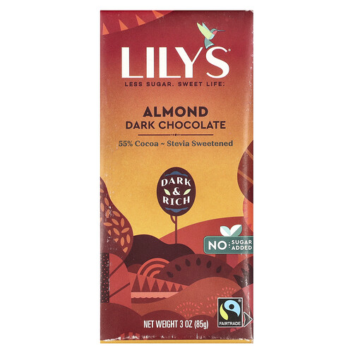 Lily's No Sugar Added, Sweets, Bar Almond Dark Chocolate Style - 3.0 oz