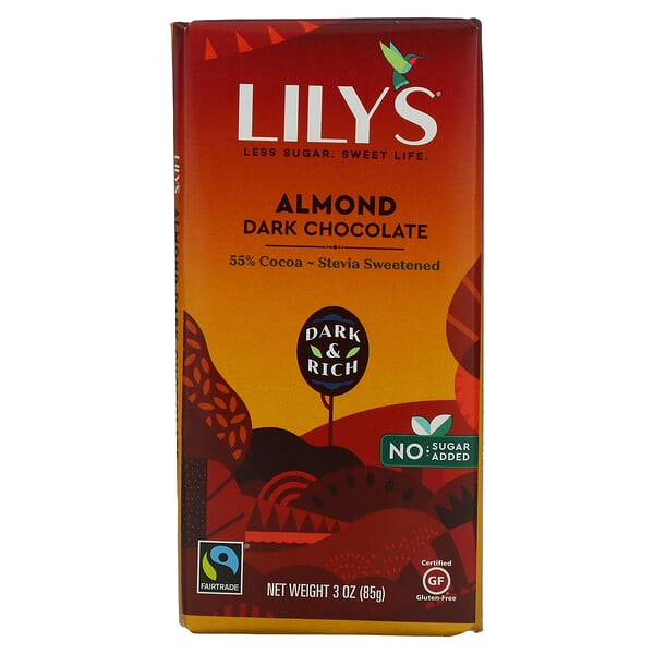 Lily's Sweets‏, شوكولاتة داكنة، لوز، 3 أوقية (85 غرام)