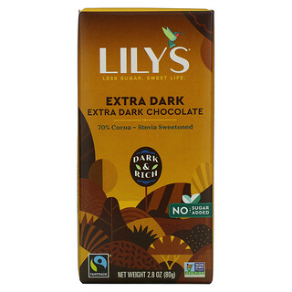 Lily's Sweets, 70% 可可牛奶巧克力棒，特黑，2.8 盎司（8無）