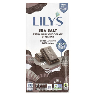 Lily's Sweets, Extra pure chocoladereep, zeezout, 70% cacao, 79 g